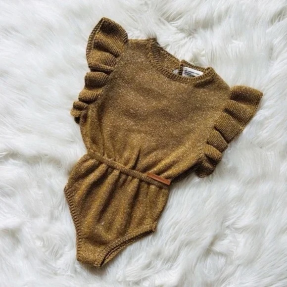 Piupiuchick NWT Knitted Playsuit Golden 6Y - Picture 1 of 8